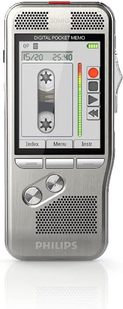 Test : dictaphone philips DPM8500/00 avec scanner code-barres argenté