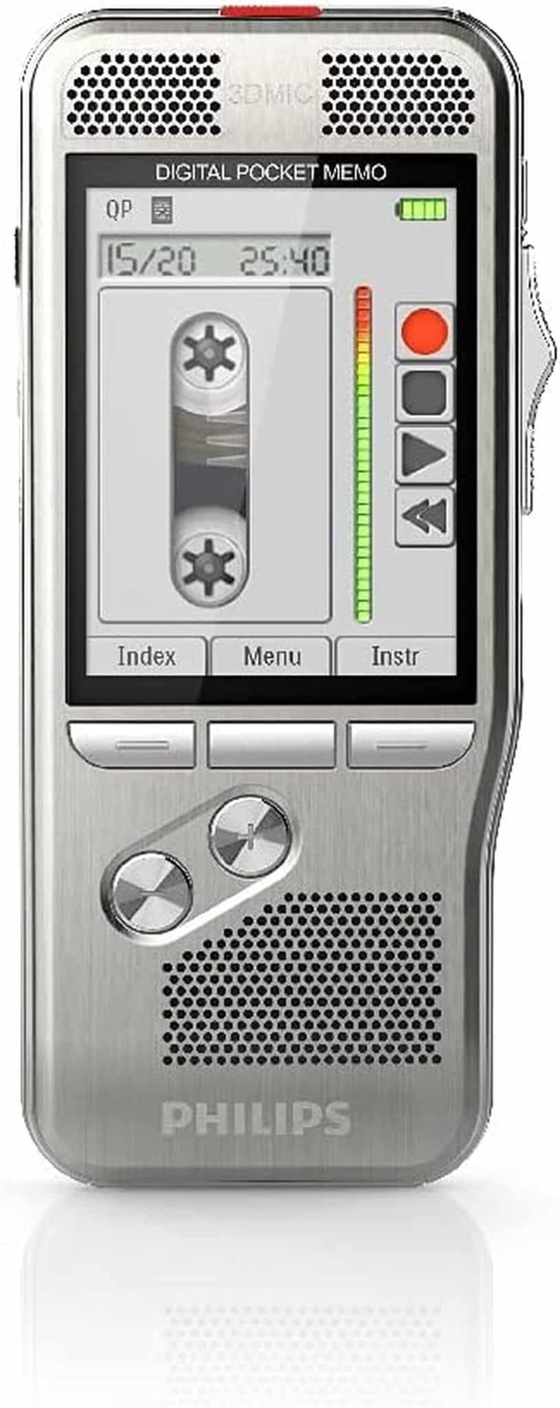 Test : dictaphone philips DPM8500/00 avec scanner code-barres argenté