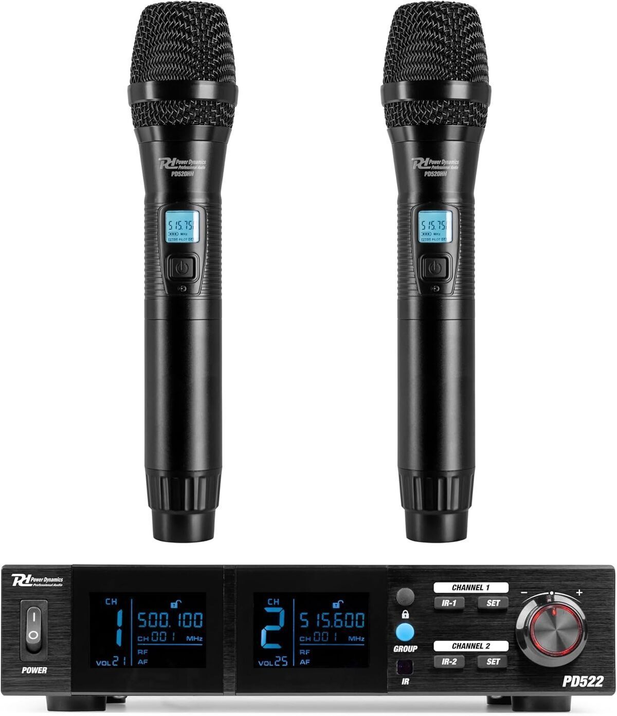 Test du système UHF Power Dynamics PD522 : 2 micros main sans fil