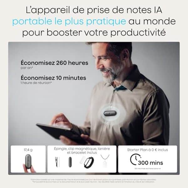 Découvrez notre test détaillé de l'enregistreur vocal Plaud NotePin S avec prise de notes IA intégrée. Performances, fonctionnalités et verdict complet pour un achat malin.