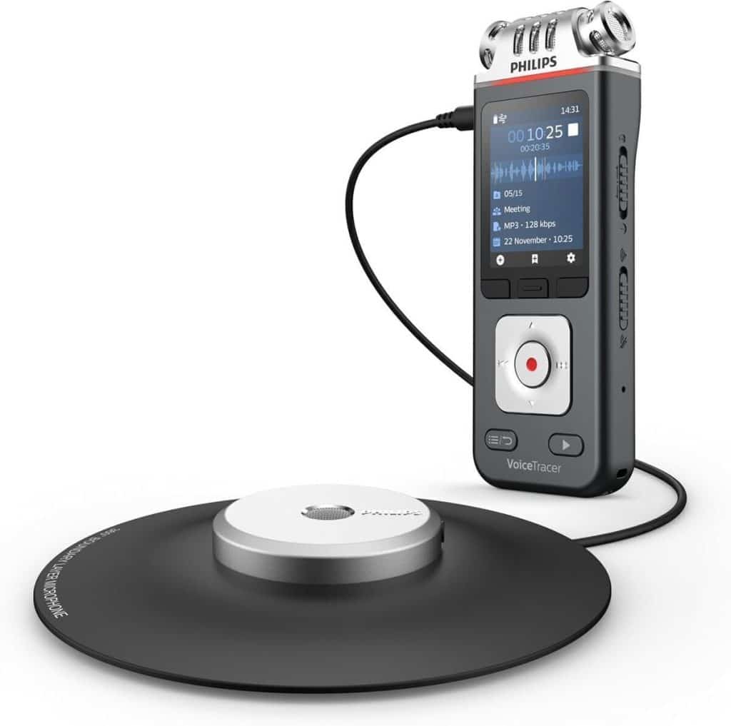 Test enregistreur Philips VoiceTracer DVT8115 : microphone de réunion à 360° et transcription AI