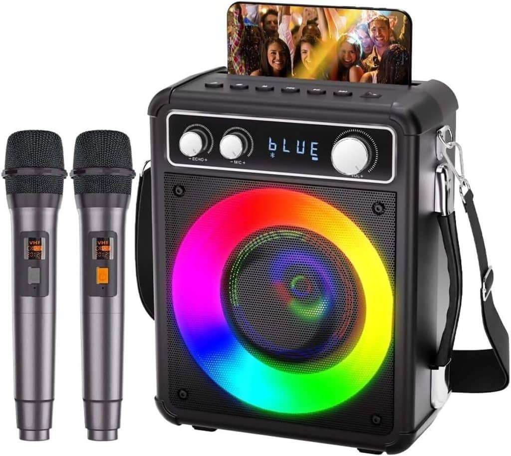 Test de la machine karaoké BONAOK avec microphones et effet lumineux