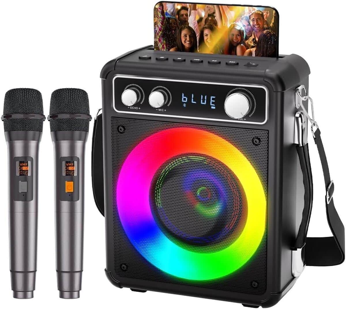 Test de la machine karaoké BONAOK avec microphones et effet lumineux