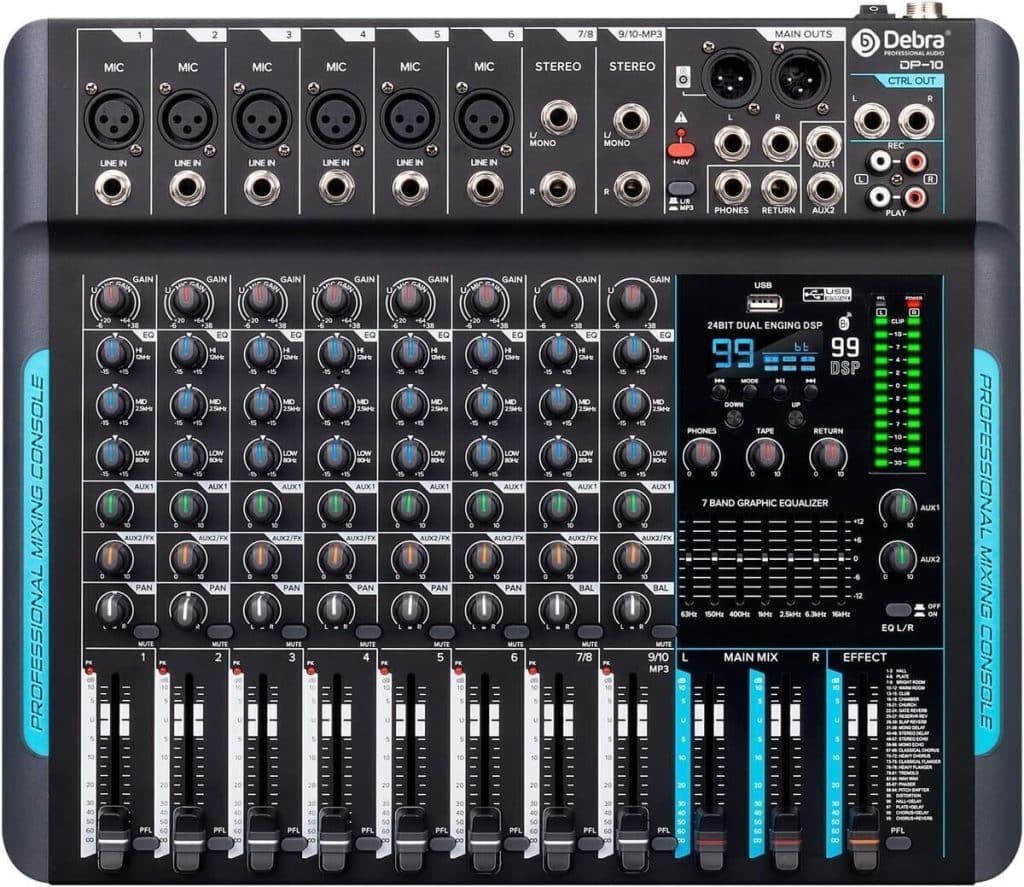 Test du mixeur DP-10 : 10 canaux et effets numériques DSP pour pros