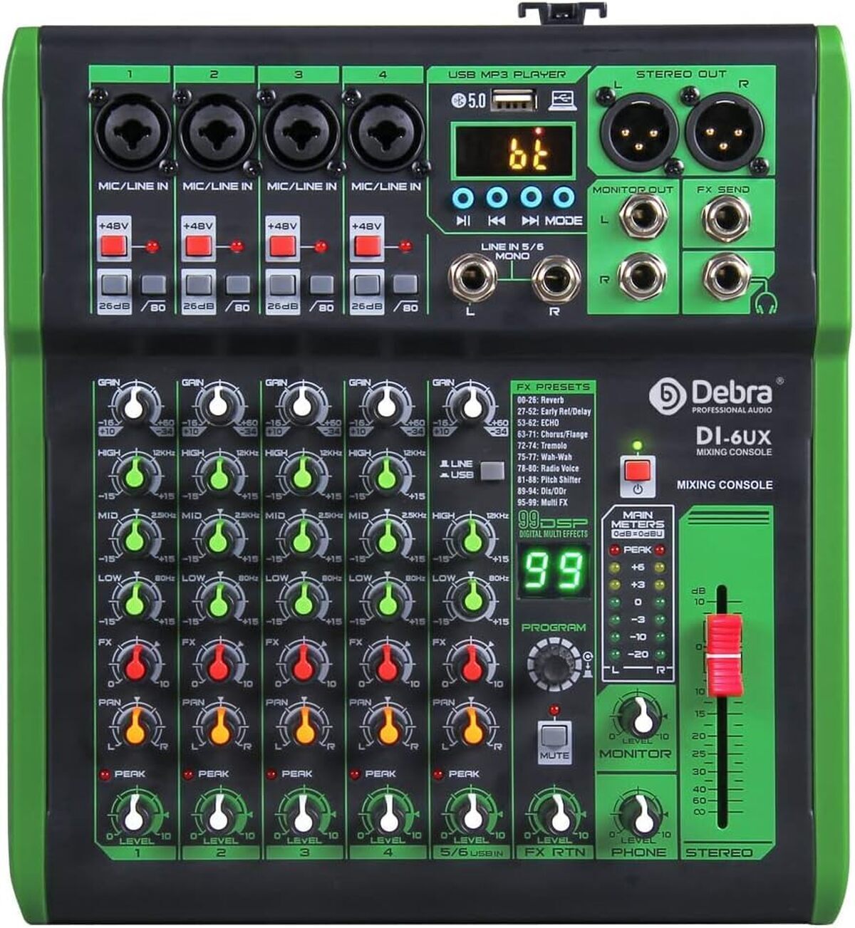 Test du mixeur DJ DI-6UX : 6 canaux et 99 effets DSP