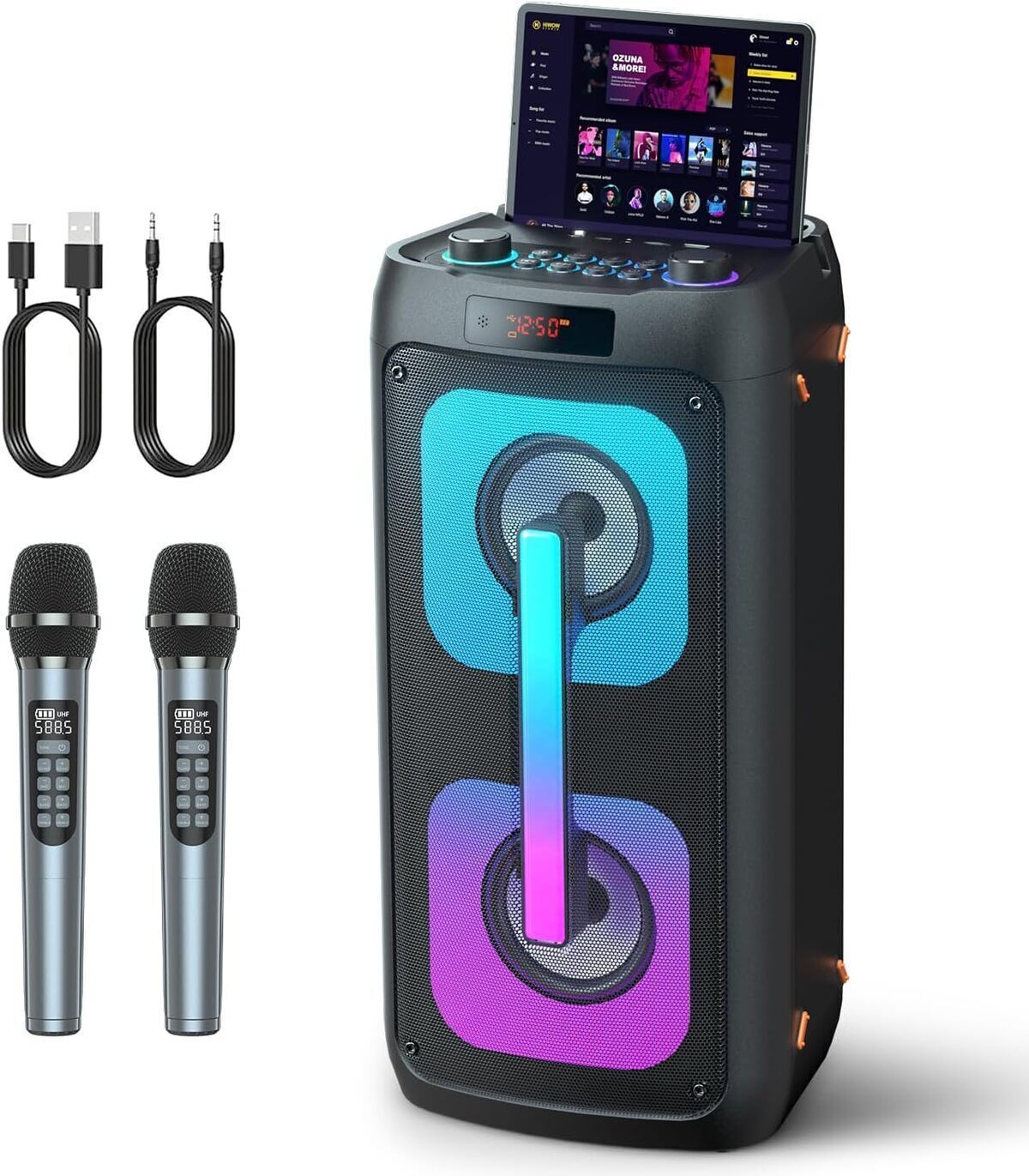 Test : machine de karaoké professionnelle avec 2 microphones et lumières LED