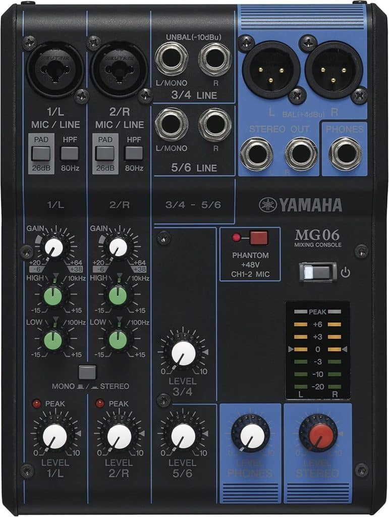 Test de la console Yamaha MG06 : mixage compact à 6 canaux