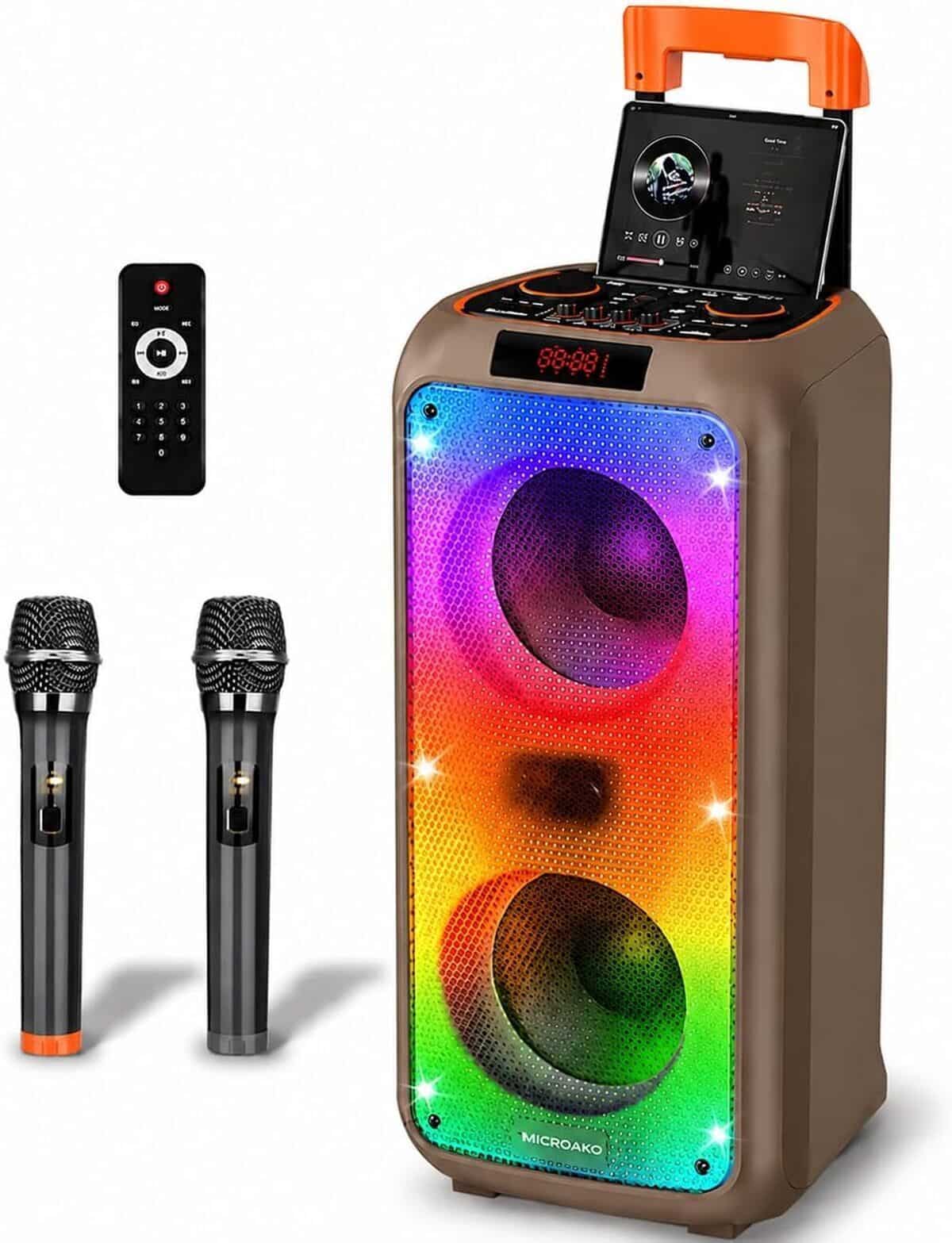 Test de la machine karaoké Hukkmela Party : enceinte portable avec micros et LED