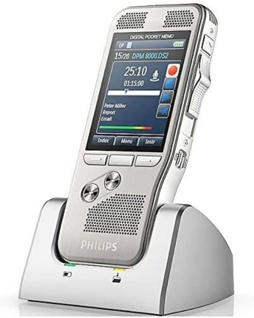 Test du dictaphone Philips DPM8100/00 : l'efficacité en argent brossé