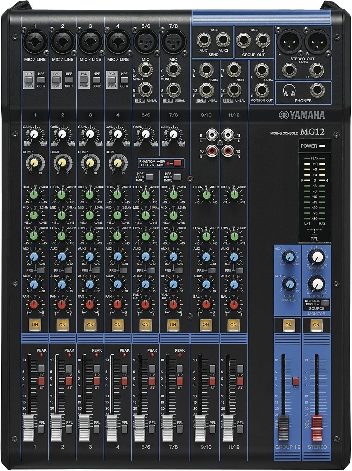 Test Yamaha MG12 : console de mixage 12 canaux