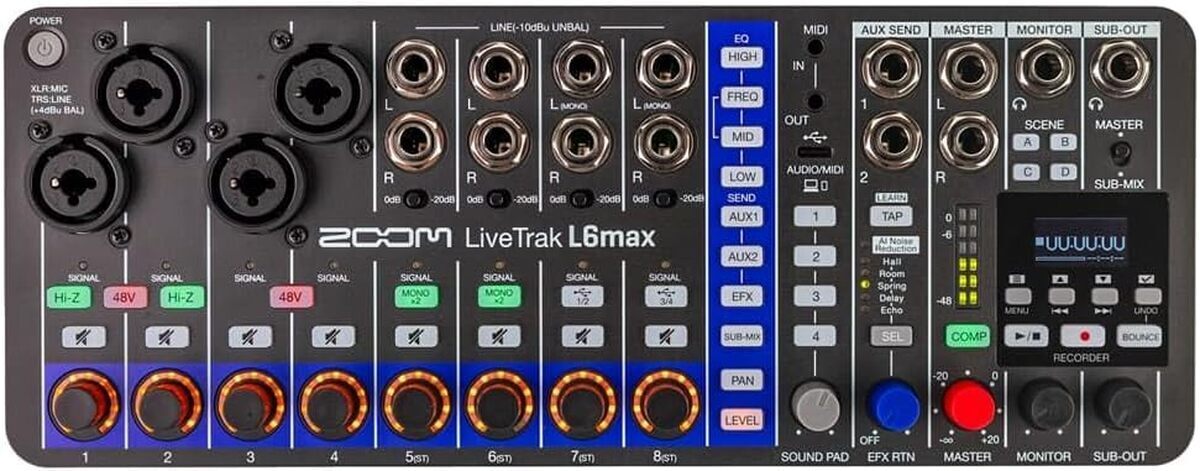 Test : zoom L6max Livetrack, mélangeur 12 voies multifonctions